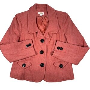 Talbots Women's Blazer Size 14 Wool Blend Coral Red Business Jacket Career